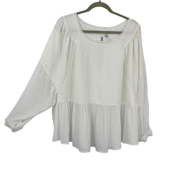 Mur Mur Peasant Top womens O/S One Size White Billowy Pullover - Picture 1 of 8